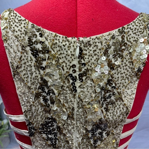 Venus sequence beaded tan top velvet skirt body on evening/club dress size 2 - Picture 9 of 16